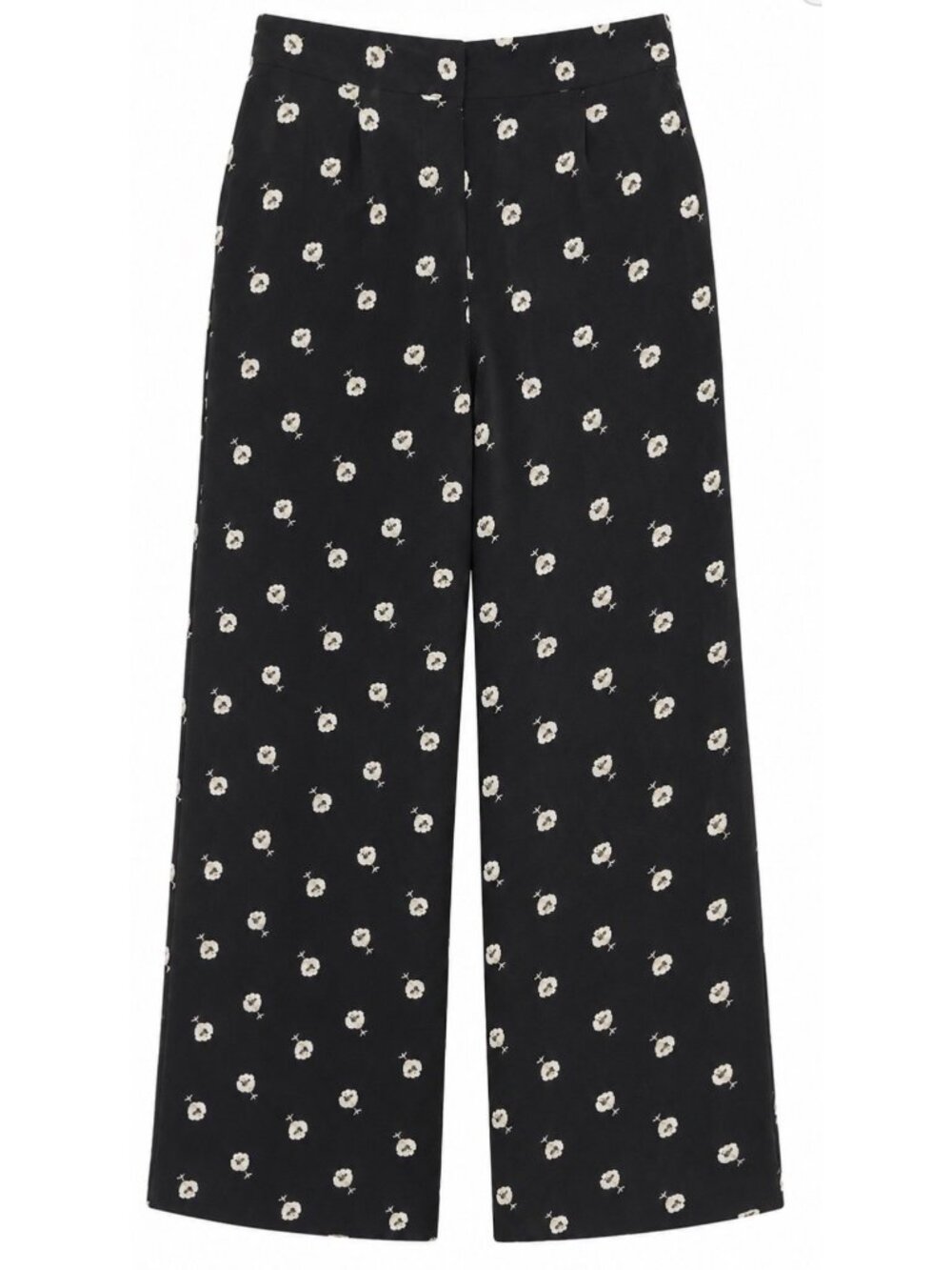 Libertine High-Rise Floral Viscose Straight Leg Trousers Black Champagne Large